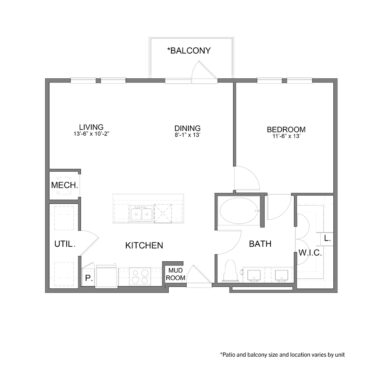 Rendering of the BL.A9 floor plan with 1 bedroom[s] and 1 bathroom[s] at 04-0464